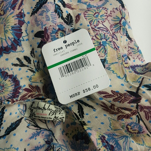 Free People Woven Lace Trim Floral Print Cami - Picture 4 of 7